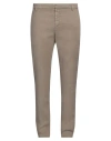 Dondup Man Pants Khaki Size 40 Linen, Lyocell, Elastane In Sand