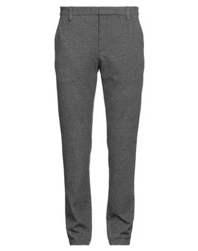 Dondup Straight Wool Trousers Rolled Cuffs In Gray