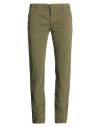 Dondup Man Pants Military Green Size 32 Cotton, Elastane In Metallic