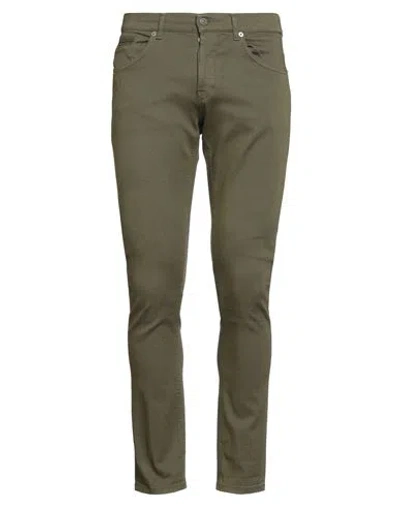 Dondup Man Pants Military Green Size 34 Cotton, Elastomultiester, Elastane