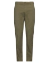 Dondup Man Pants Military Green Size 34 Cotton, Elastane In Green