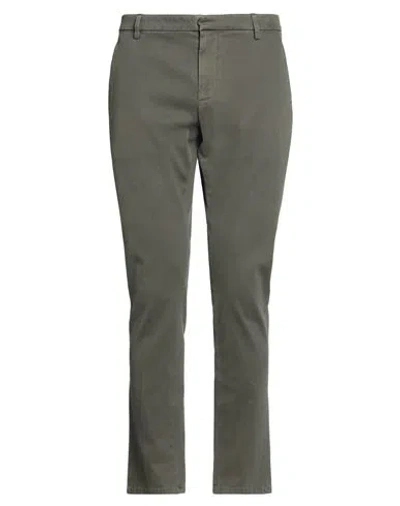Dondup Man Pants Military Green Size 38 Cotton, Elastane In Gray