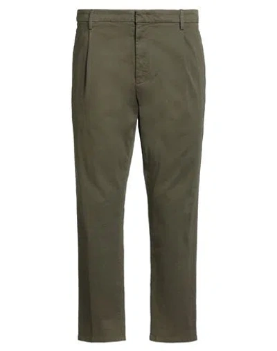 Dondup Man Pants Military Green Size 38 Cotton, Elastane In Brown