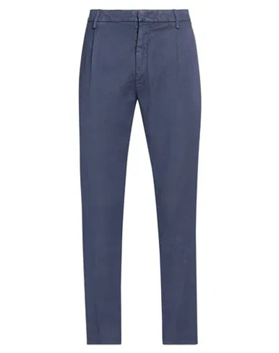 Dondup Man Pants Navy Size 31 Linen, Lyocell, Elastane In Navy Blue
