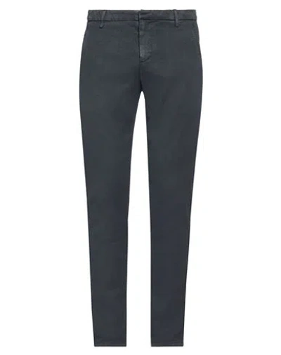 Dondup Man Pants Navy Size 34 Linen, Lyocell, Elastane In Navy Blue