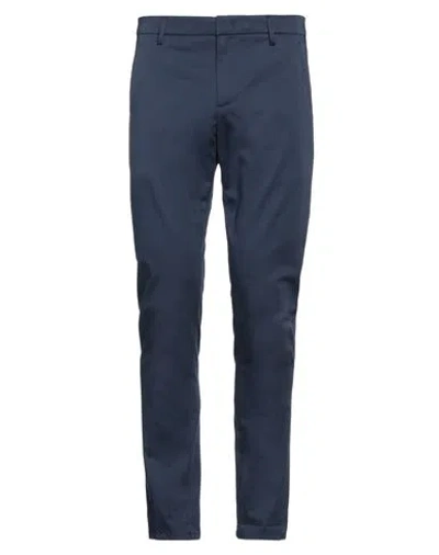 Dondup Man Pants Navy Size 40 Cotton, Silk, Elastane In Navy Blue