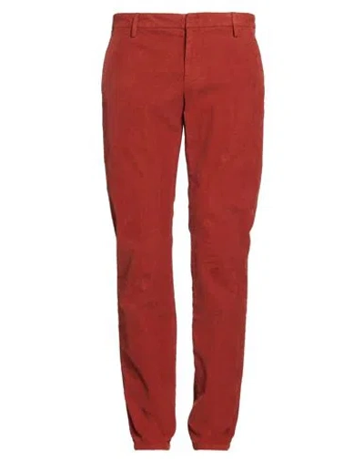Dondup Man Pants Rust Size 35 Cotton, Elastane In Red