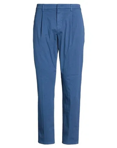 Dondup Man Pants Slate Blue Size 35 Cotton, Elastane