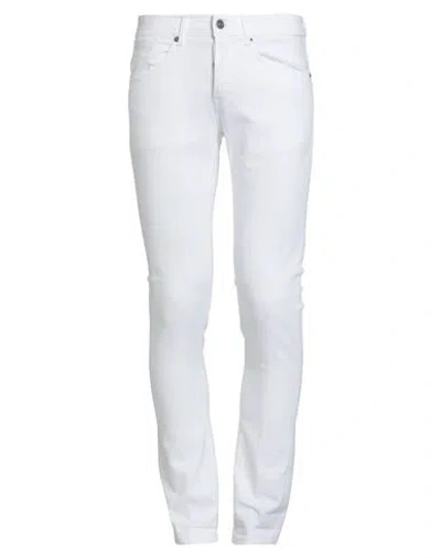 Dondup Man Pants White Size 30 Cotton, Elastomultiester, Elastane