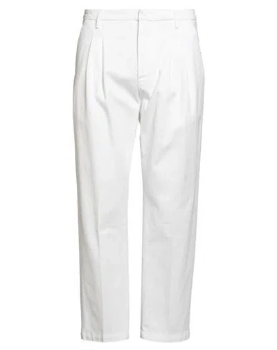 Dondup Man Pants White Size 35 Cotton, Elastane