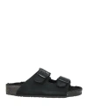 Dondup Man Sandals Black Size 9 Leather In Black