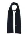 Dondup Man Scarf Navy Size - Cashmere, Wool In Navy Blue