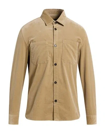 Dondup Man Shirt Beige Size L Cotton, Elastane In Brown