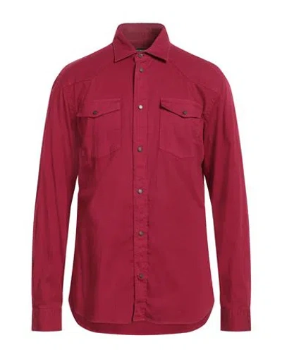 Dondup Man Shirt Garnet Size Xxl Cotton, Elastane In Red