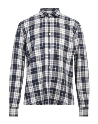 Dondup Man Shirt Midnight Blue Size L Polyester, Viscose