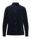 Dondup Man Shirt Midnight Blue Size M Cotton, Elastane In Blue
