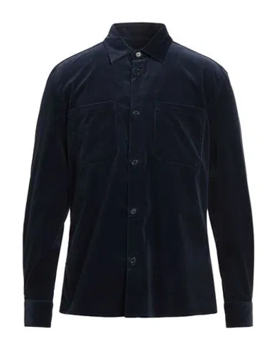 Dondup Man Shirt Midnight Blue Size M Cotton, Elastane