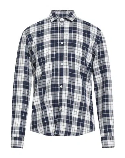 DONDUP DONDUP MAN SHIRT NAVY SIZE L POLYESTER, VISCOSE