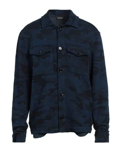 Dondup Man Shirt Navy Size L Cotton, Polyester, Elastane