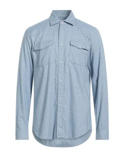 Dondup Man Shirt Sky Blue Size M Cotton, Cashmere