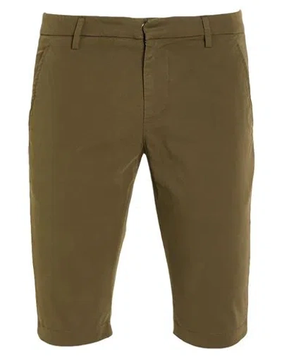Dondup Man Shorts & Bermuda Shorts Military Green Size 31 Cotton, Elastane