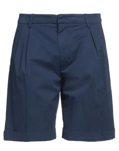 Dondup Man Shorts & Bermuda Shorts Navy Blue Size 35 Cotton, Elastane