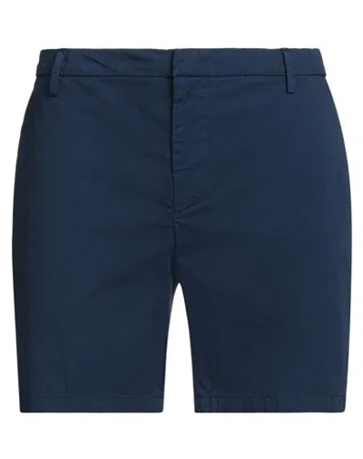Dondup Man Shorts & Bermuda Shorts Navy Size 32 Cotton, Elastane In Navy Blue