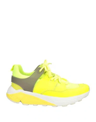 Dondup Man Sneakers Lime Green Size 8 Leather, Textile Fibers