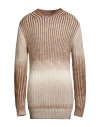 Dondup Man Sweater Camel Size 42 Wool, Acrylic, Alpaca Wool In Multi