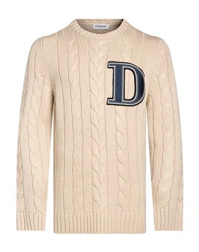 Dondup Man Sweater Cream Size 40 Wool In Neutral