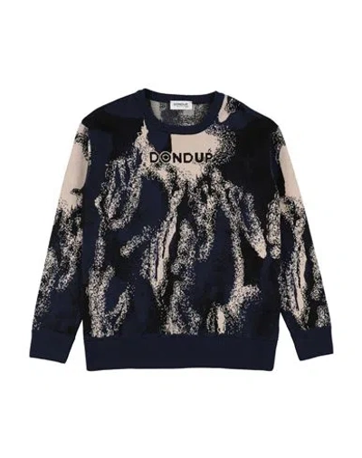 Dondup Man Sweater Navy Size 14 Cotton, Merino Wool In Blue