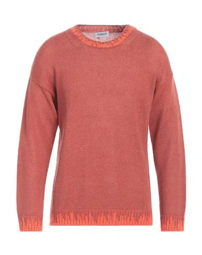 Dondup Man Sweater Rust Size 42 Linen, Cotton In Red
