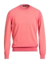 Dondup Man Sweater Salmon Pink Size 40 Cotton In Burgundy