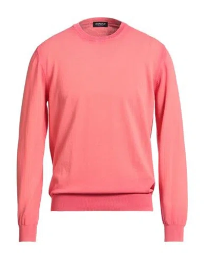 Dondup Man Sweater Salmon Pink Size 40 Cotton In Burgundy