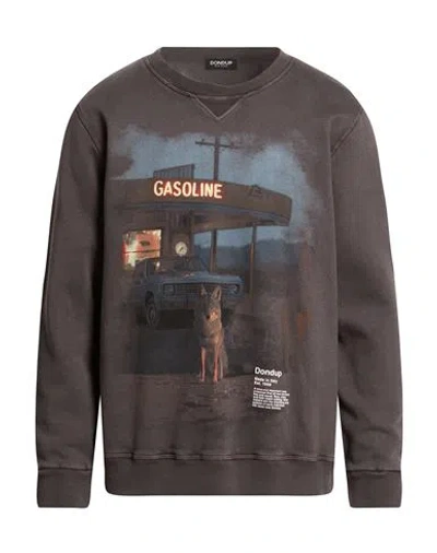 Dondup Man Sweatshirt Charcoal Size Xxl Cotton In Brown