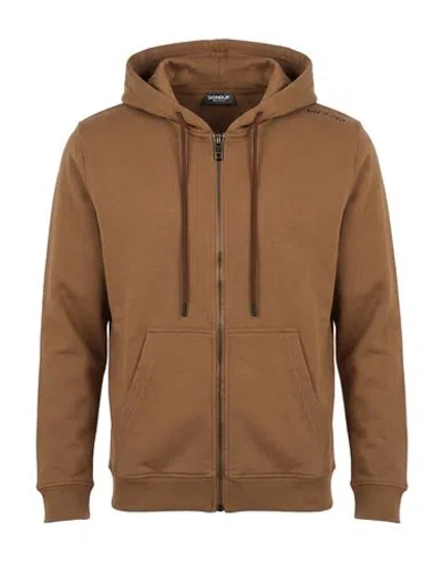 Dondup Man Sweatshirt Khaki Size Xl Cotton In Brown