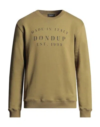 Dondup Man Sweatshirt Military Green Size L Cotton, Elastane
