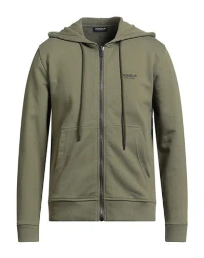 Dondup Man Sweatshirt Military Green Size S Cotton, Elastane