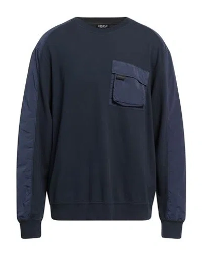Dondup Man Sweatshirt Navy Size S Cotton, Polyamide, Elastane In Navy Blue