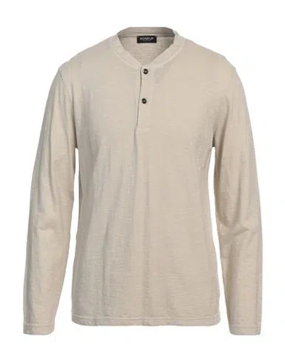 Dondup Man T-shirt Beige Size L Cotton In Neutral