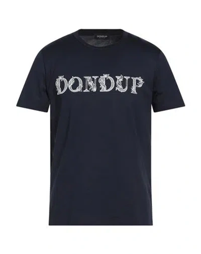 Dondup Man T-shirt Navy Size L Cotton In Blue