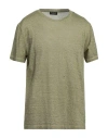 Dondup Man T-shirt Sage Green Size Xl Linen In Sage Green