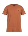 Dondup Man T-shirt Tan Size S Cotton In Orange
