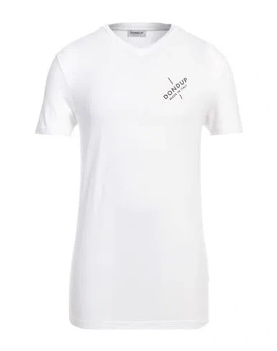 Dondup Man T-shirt White Size L Cotton, Elastane
