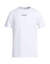 Dondup Man T-shirt White Size M Cotton In Metallic