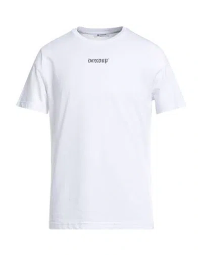 Dondup Man T-shirt White Size M Cotton In Metallic