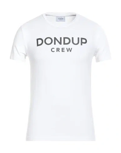 Dondup Man T-shirt White Size M Cotton, Elastane