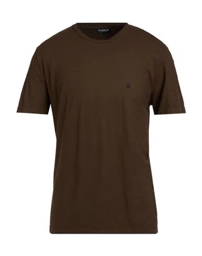 Dondup Man T-shirt Khaki Size Xl Cotton In Burgundy