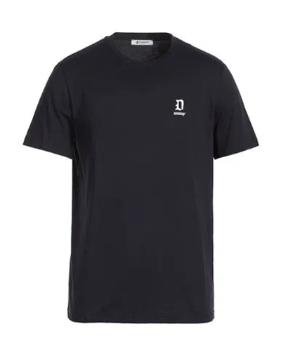Dondup Man T-shirt Midnight Blue Size M Cotton In Black