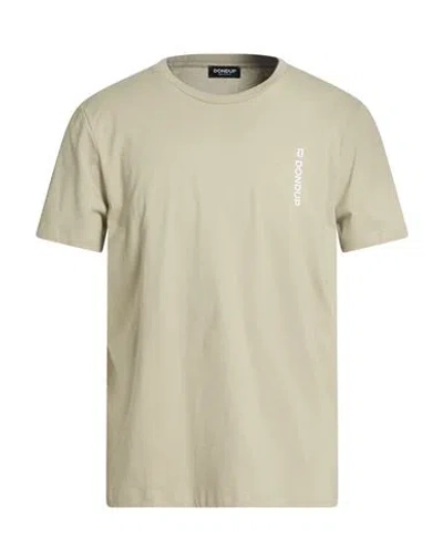 Dondup Man T-shirt Sage Green Size L Cotton In Neutral